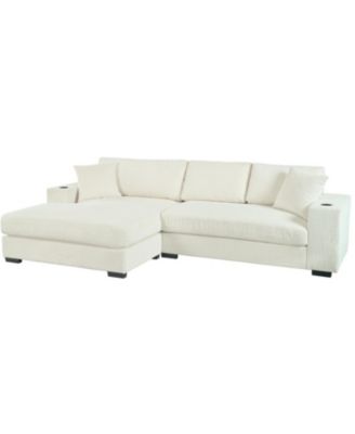 Large Sectional Sofa Thick Cushions Cup Holders & Charging