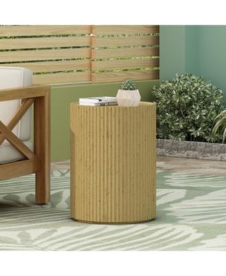 MGO Cylindrical Side Table Wood-like texture Antique brown