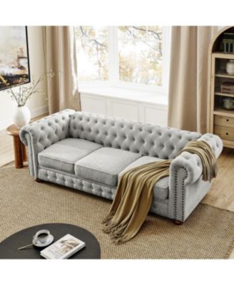 Chesterfield Tufted Linen Sofa