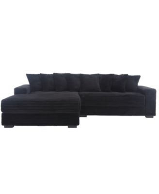 Oversized Corduroy L Shaped Sofa with Chaise & 8 Pillows