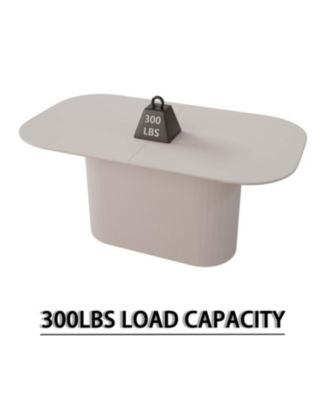 63" Cream MDF Dining Table Striped Legs