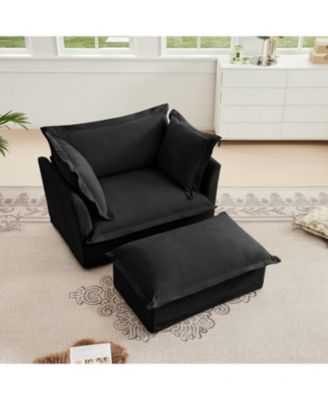 Upholstered Armchair & Ottoman Set
