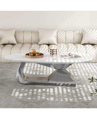 Sintered Stone Coffee Table with Stainless Steel Base