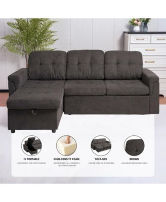 Upholstered Sleeper Sectional with Reversible Storage