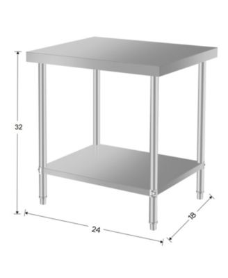 24"x18" Stainless Steel Kitchen Prep Table w/ Under Shelf