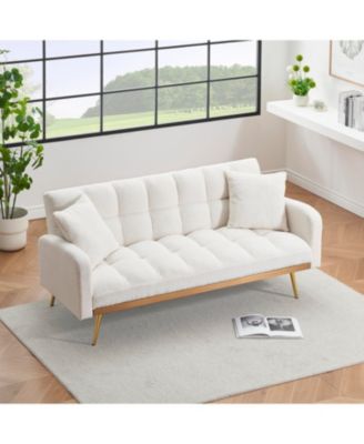 69" Sofa Bed with Adjustable Teddy Sofa