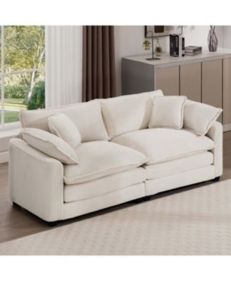  Corduroy 2-Seater Sofa with Pillows