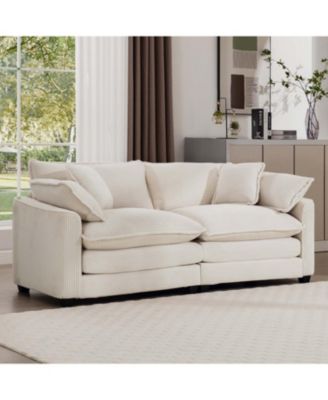  Corduroy 2-Seater Sofa with Pillows