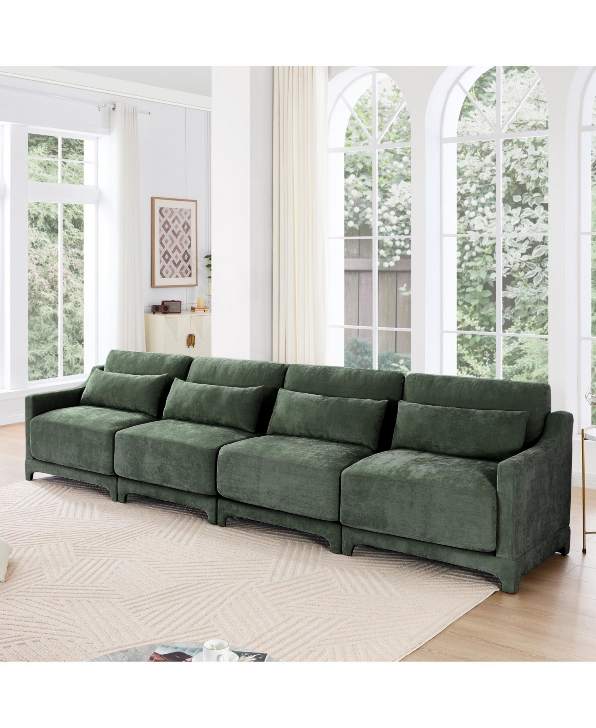 Streamdale Furniture Chenille Sofa Lumbar Pillow Solid Wood Green