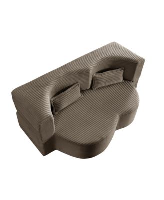 Corduroy Foam Sleeper Sofa Bed with Pillows