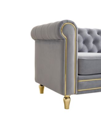 Chesterfield Velvet Sofa 84.65 inch for Living Room