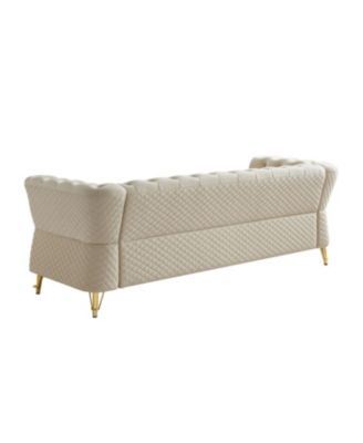 Modern Tufted Velvet Sofa 87.4 inch for Living Room