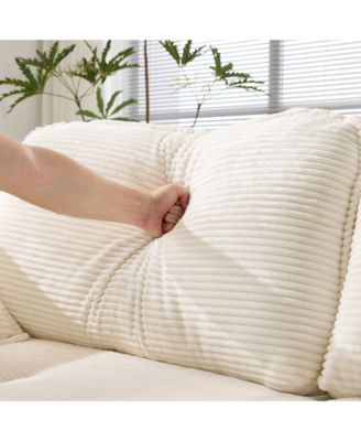 69" Plush Cloud Loveseat- Modular Sofa w/ Beige Chenille Cushions & Throw Pillows