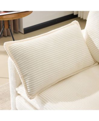 69" Plush Cloud Loveseat- Modular Sofa w/ Beige Chenille Cushions & Throw Pillows