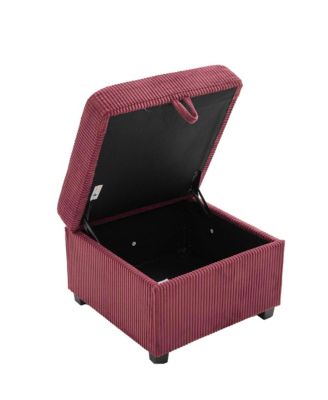 L-Shaped Sectional Sofa w/ Storage Ottoman, USB, Cup Holder, Corduroy