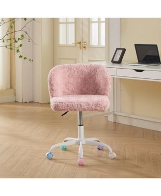  Pink Faux Rabbit Fur Office Chair