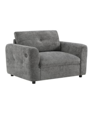 Tufted Chenille Armchair with Charger & Wide Seat