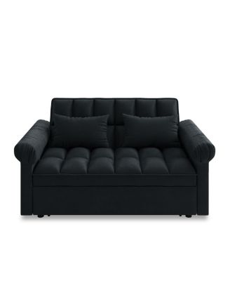 Streamdale Loveseats Sofa Bed with Pull-out Bed, Adjsutable Back-Black