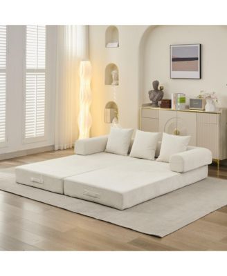 Convertible Folding Mattress Couch - Beige
