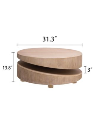 Modern Round Wood Coffee Table - Natural Finish