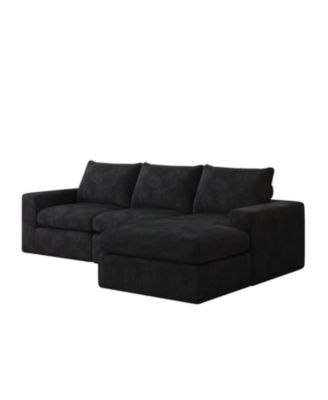 99" Corduroy Sectional Sofa with Chaise & 3 Pillows