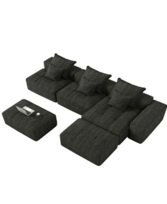 Streamdale Modern Oversized Chenille Sectional Sofa with 6 Pillows