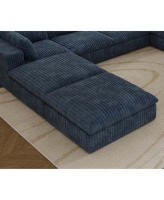  Cloud Corduroy Sofa- Deep Seat, Removable Cushions, Blue