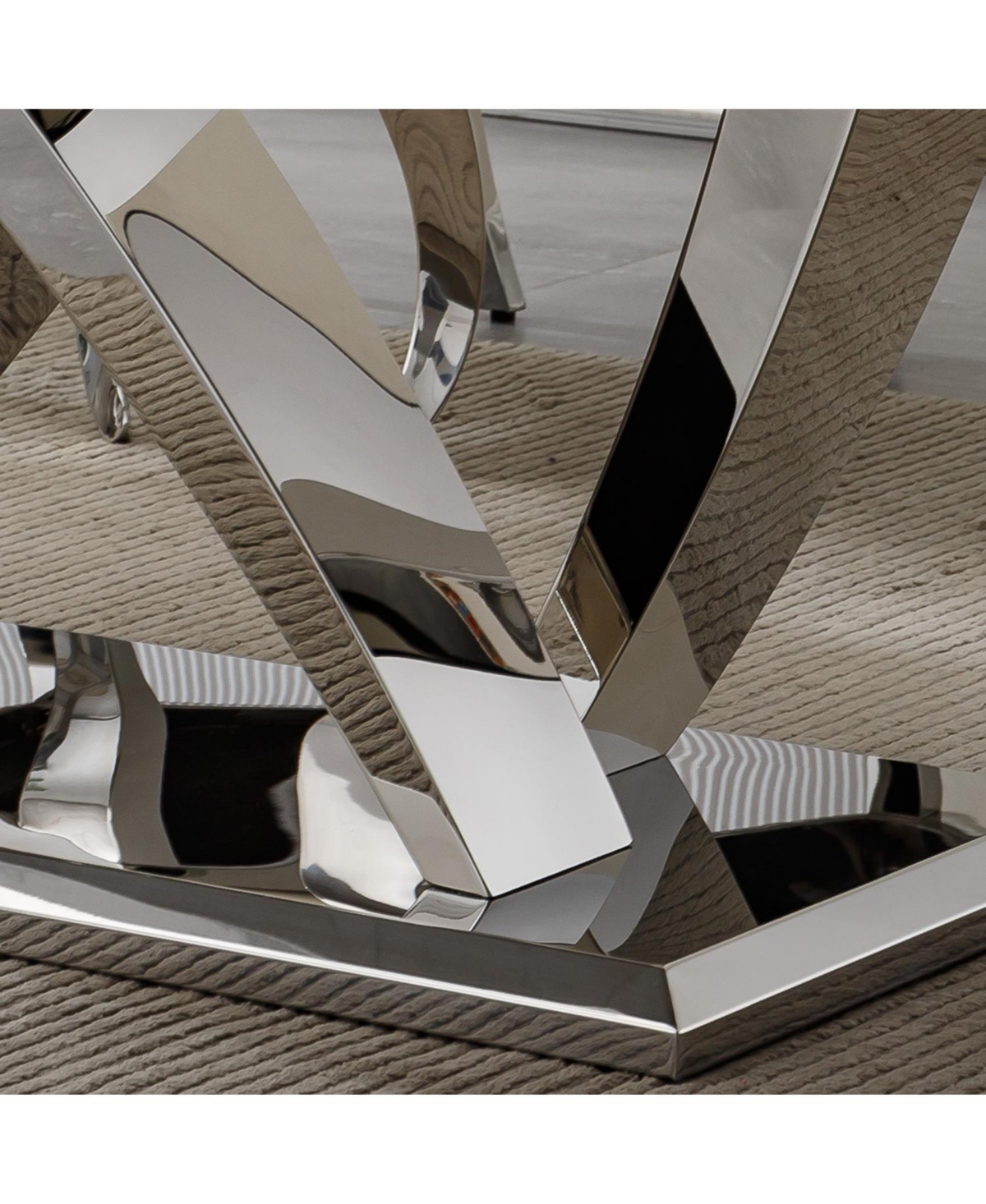 Streamdale Furniture Streamdale 70" Faux Marble Dining Table, Mirrored Base