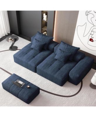 Modern Oversized Chenille Sectional Sofa with Chaise & Pillows