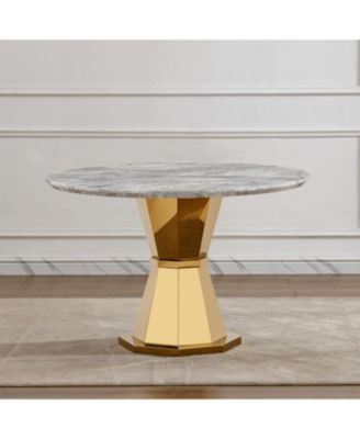 Round Faux Marble Dining Table