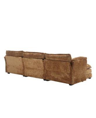 Oversized Sectional Cloud Couch, Modern Chenille L Shape, Ottoman & Memory Foam