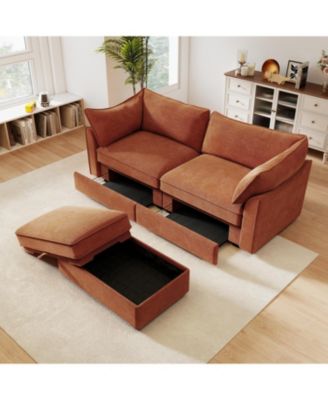 Streamdale 2-Seater Sofa w/ Ottoman & Storage