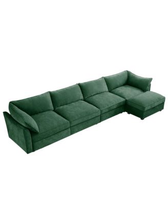 L-Shaped 4-Seat Sectional Sofa with Ottoman