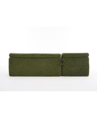  Convertible Chenille Sectional Sofa, Chesterfield Design, 104.7"