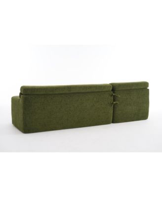  Convertible Chenille Sectional Sofa, Chesterfield Design, 104.7"