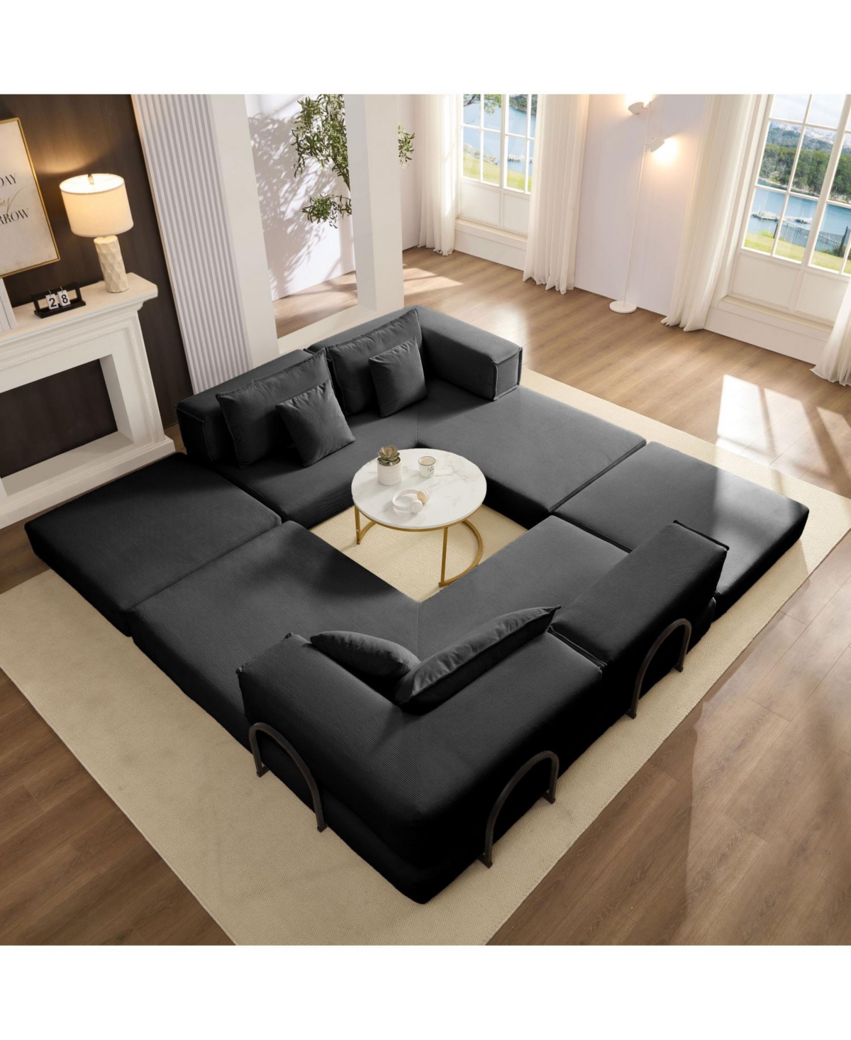 Streamdale Furniture Oversized Modular Sectional Sofa Couch Set with 6 Pillows