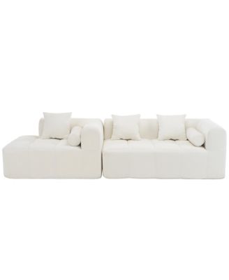 101" Sectional Sofa Modular Couch with Deep Seating & Pockets, Beige