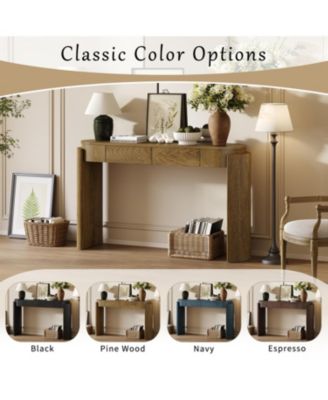 Fluted Console Table with Drawers - Natural Pine