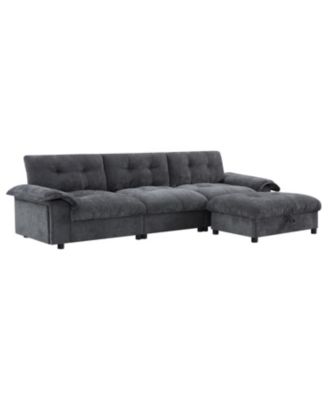Streamdale L-Shape Sectional Sofa w/ Ottoman, Charging, Cup Holder, Storage