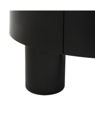 Round Nesting Coffee Table Set w/ Drawer, Black, Large- 27.56", Small- 19.69