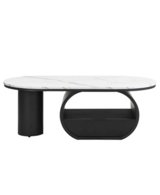 Modern Oval Coffee Table w/ Storage Drawer