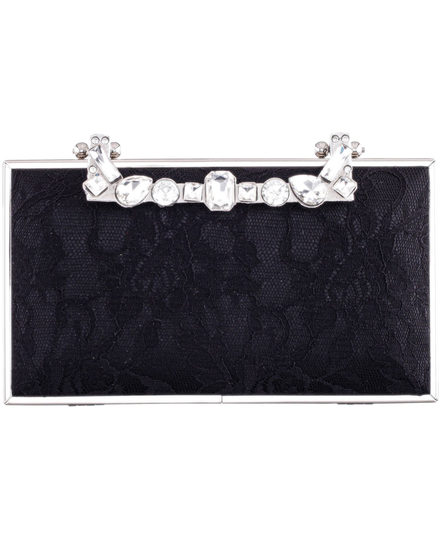 Женский клатч Nina Crystal Handle Lift Lock Lace Clutch, цвет: Чёрный — фото 1