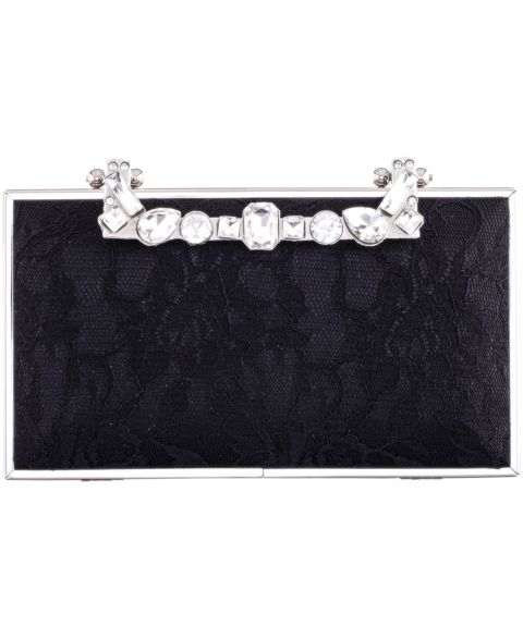 Женский клатч Nina Crystal Handle Lift Lock Lace Clutch, цвет: Чёрный