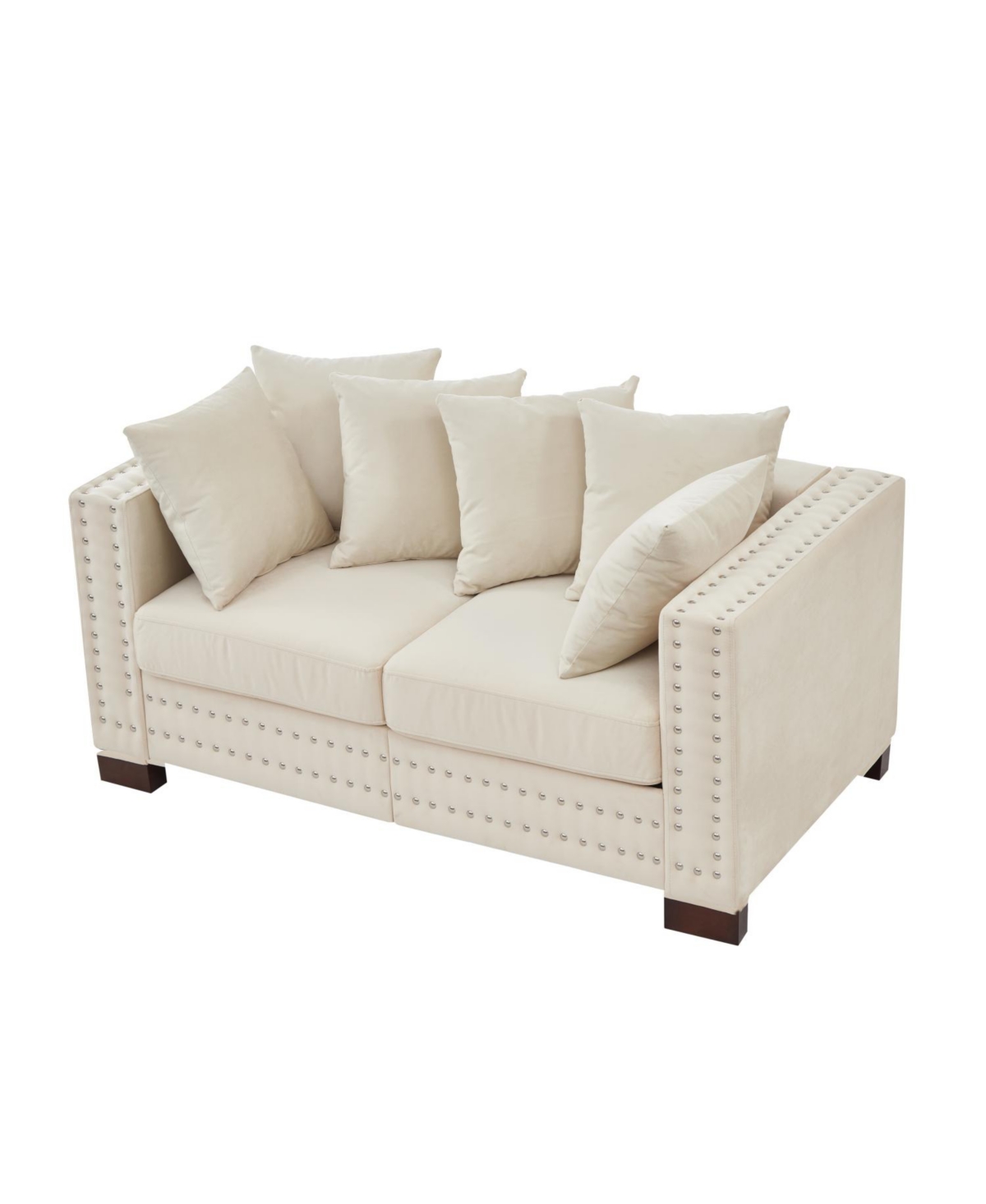Streamdale Furniture Modern Velvet Loveseat with Silver Nails - Apricot