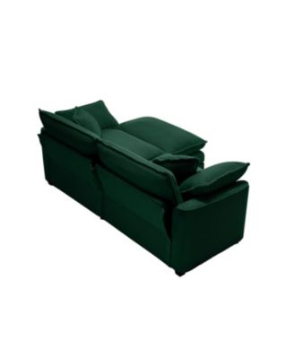 Corduroy Two-Seater Sofa with Ottoman