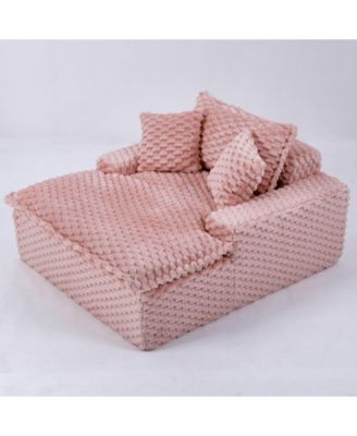 + 51" + Fabric (assuming it s upholstered) + Includes 2 Pillows & Backrest + Sofa