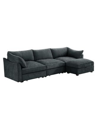 L-Shaped Sectional Sofa with Ottoman