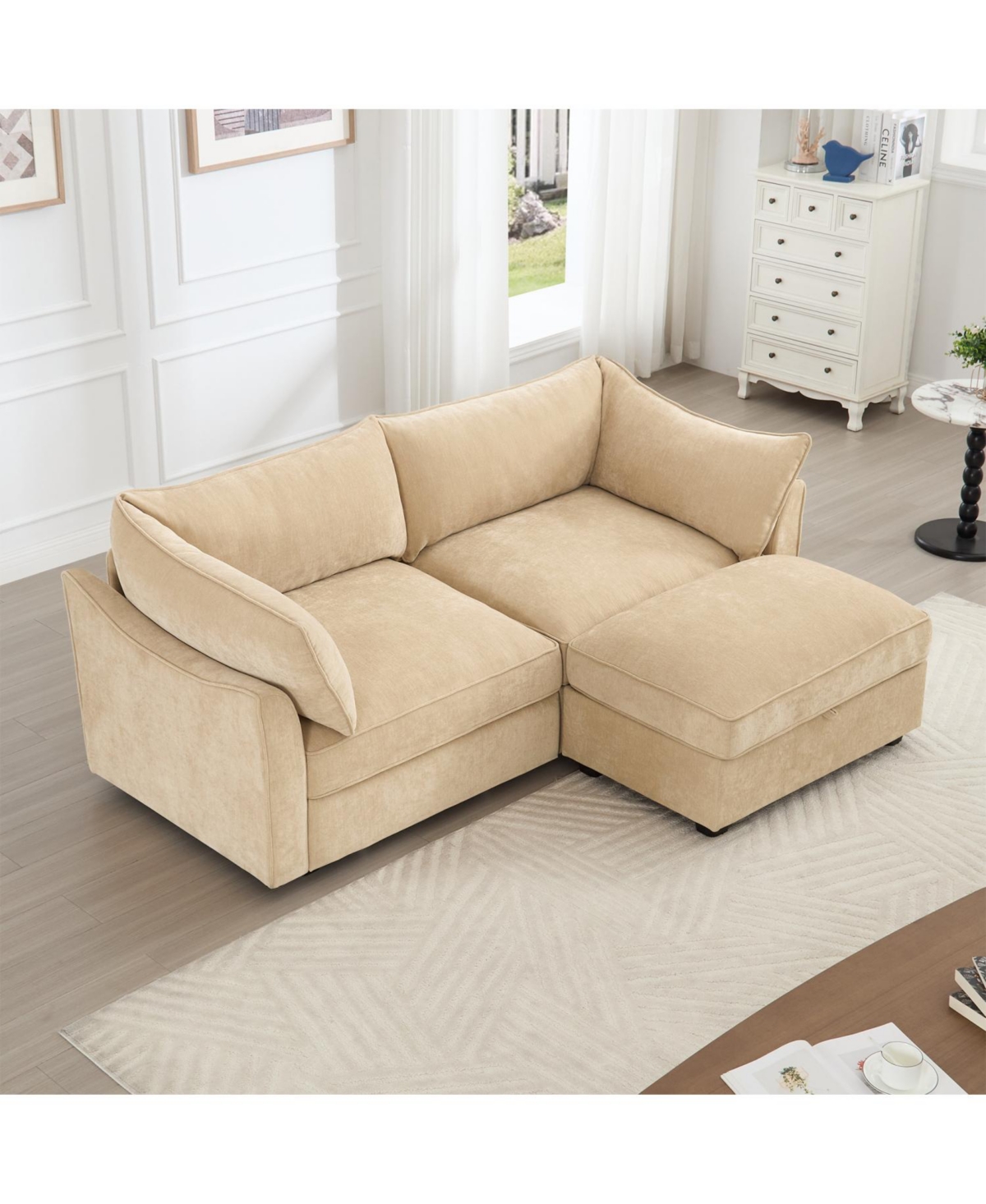 Streamdale Furniture 2-Seater Sofa with Storage Footstool