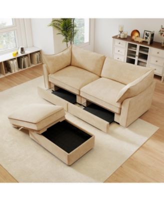  2-Seater Sofa with Storage Footstool