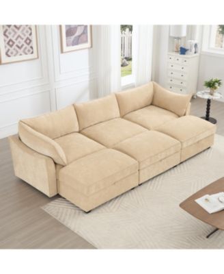 + 3-Seater with Footstools + Chenille + Under-Seat Drawers + Sofa